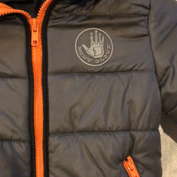 Body Glove boys hooded gray and orange puffer jacket orange zippers Size 5 - Picture 3 of 11